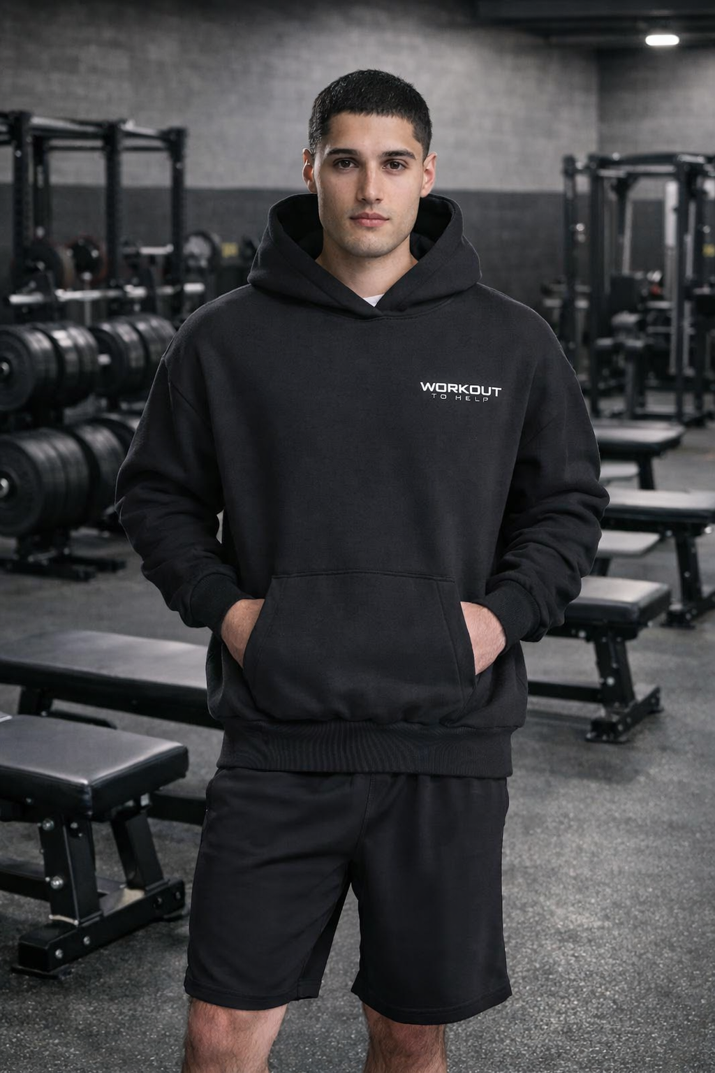 Workout to Help - UK - Heavyweight Hoodie - Black