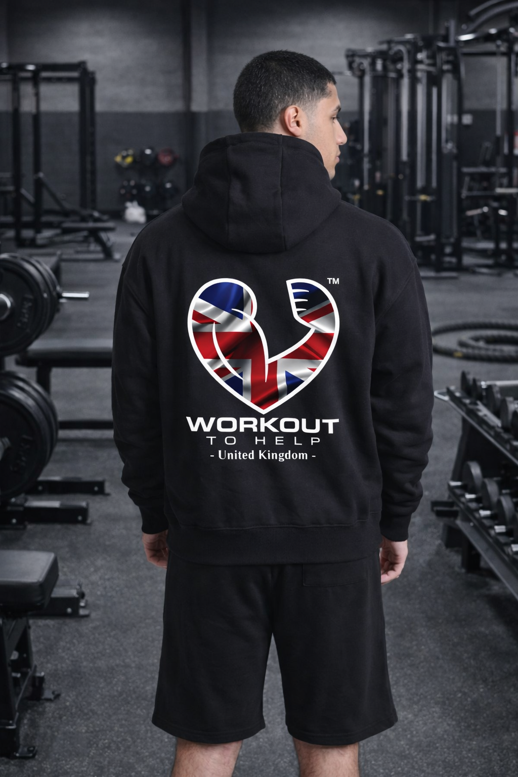 Workout to Help - UK - Heavyweight Hoodie - Black