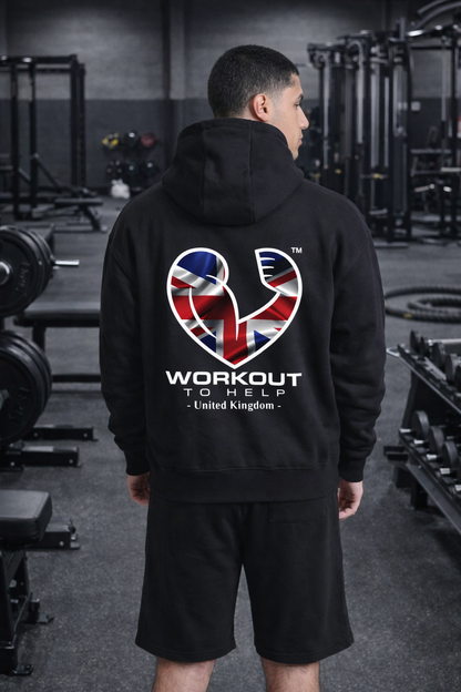Workout to Help - UK - Heavyweight Hoodie - Black