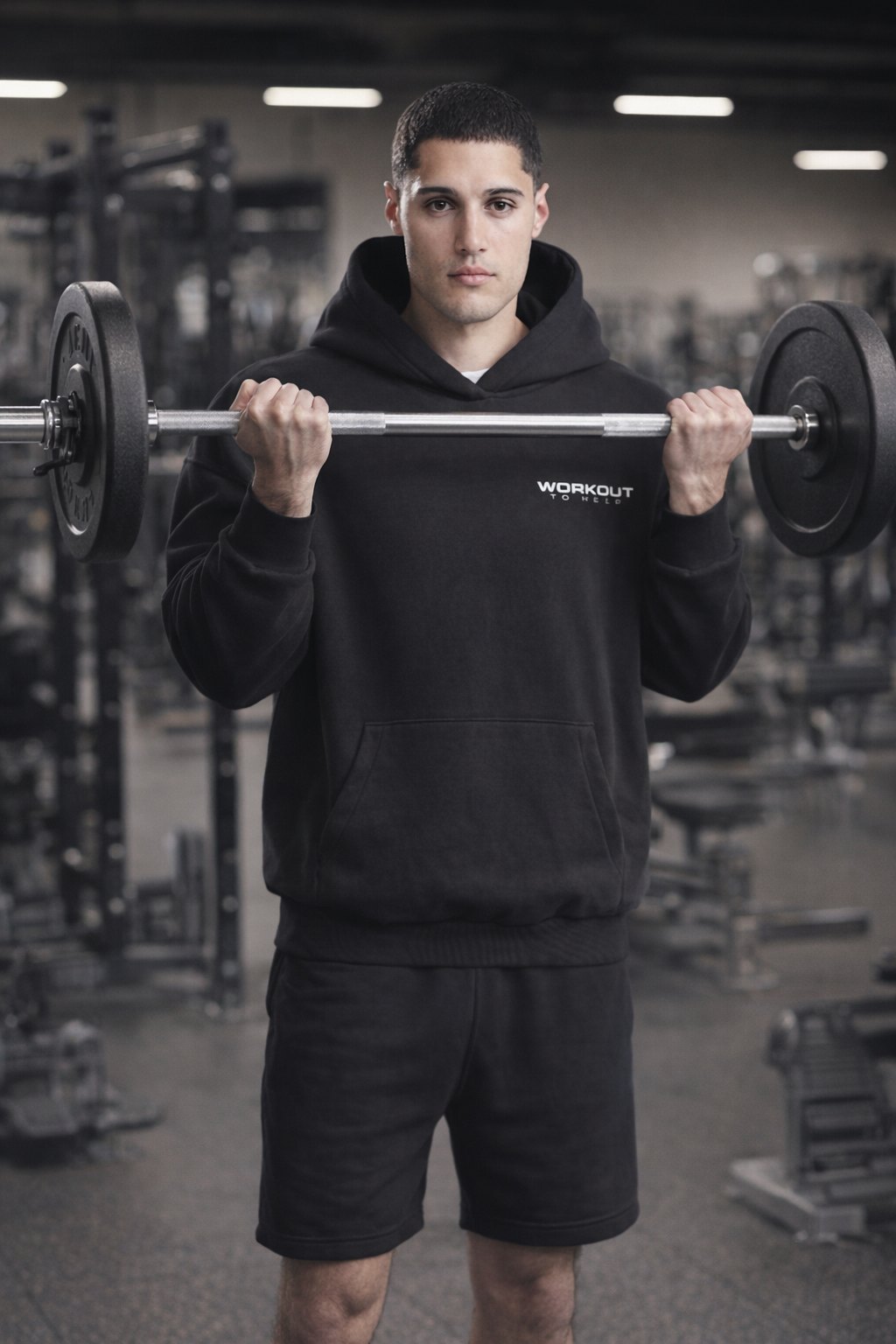 Workout to Help - UK Heavyweight Hoodie - Black