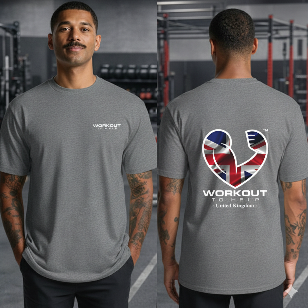 Workout To Help - UK - Classic Tee - Heather Grey