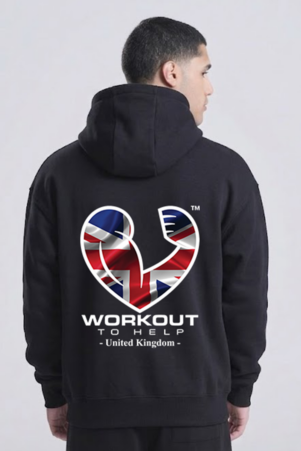 Workout to Help - UK Heavyweight Hoodie - Black