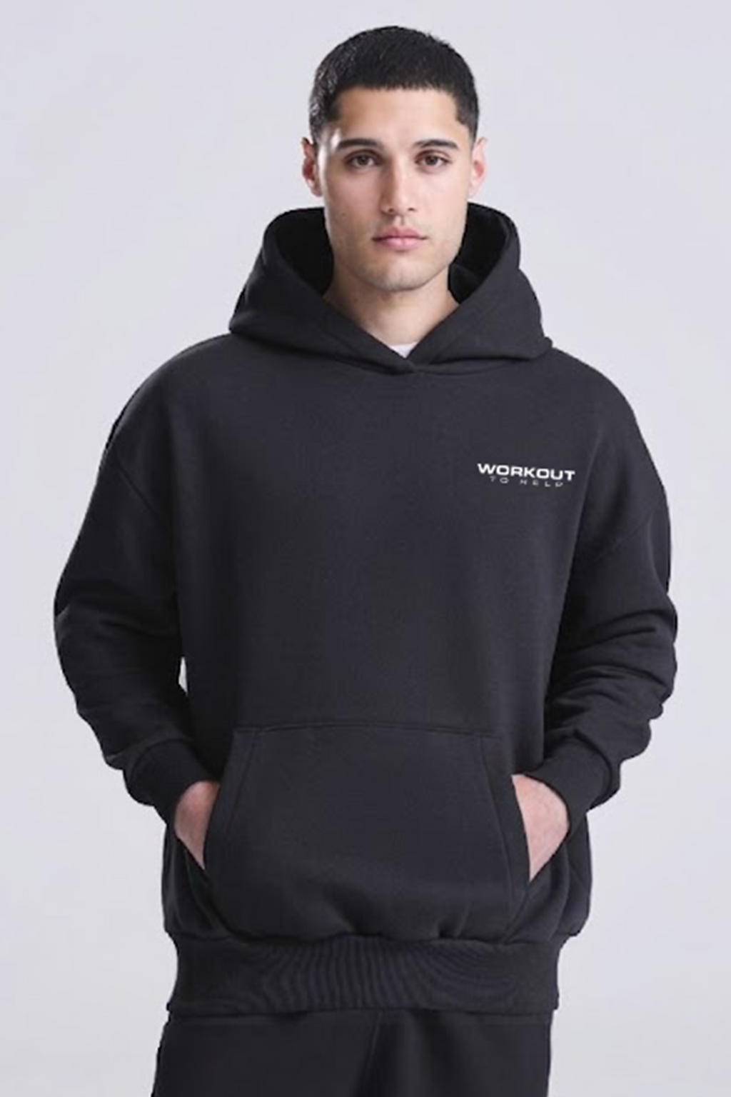 Workout to Help - UK Heavyweight Hoodie - Black
