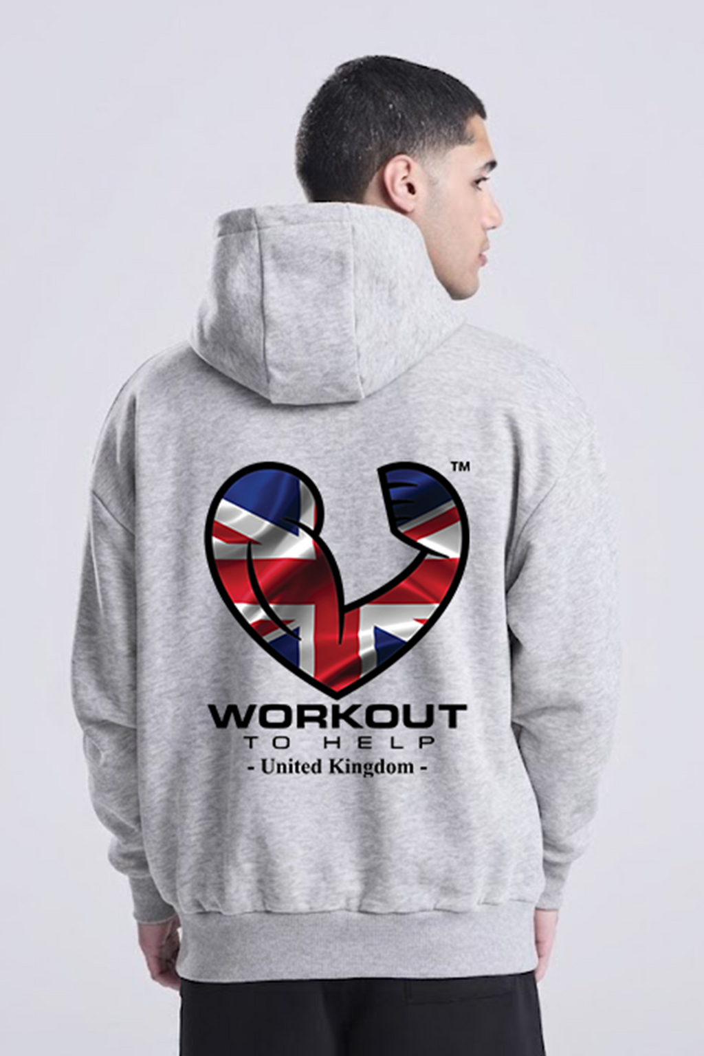Workout to Help - UK Heavyweight Hoodie - Heather Grey