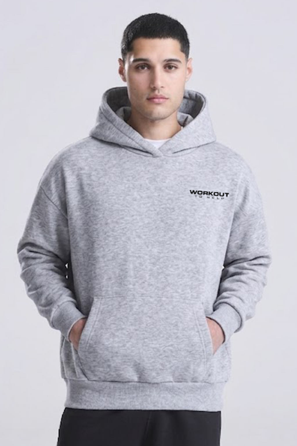 Workout to Help - UK Heavyweight Hoodie - Heather Grey