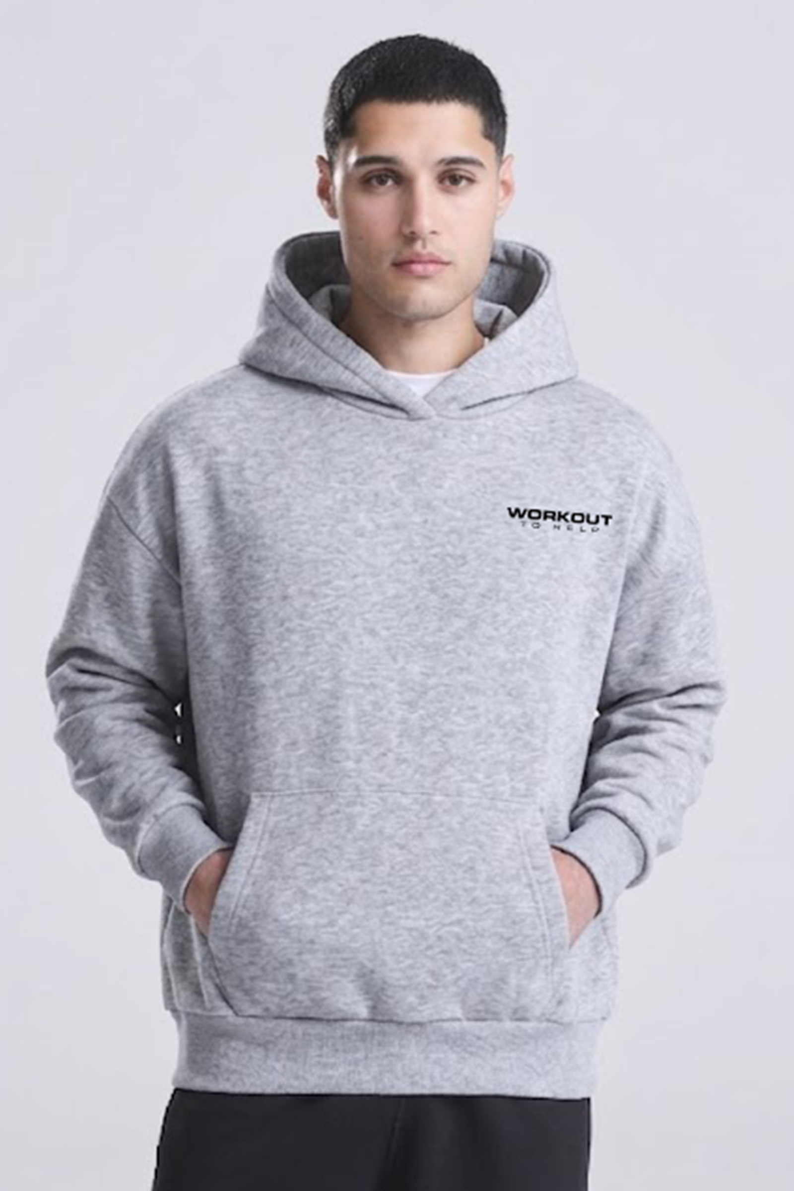Workout to Help - UK Heavyweight Hoodie - Heather Grey