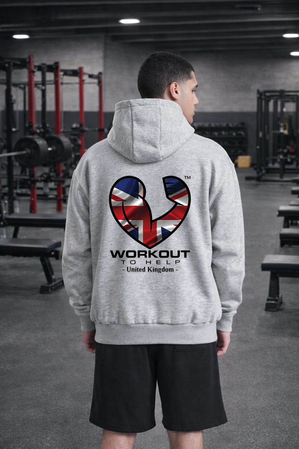 Workout to Help - UK - Heavyweight Hoodie - Heather Grey