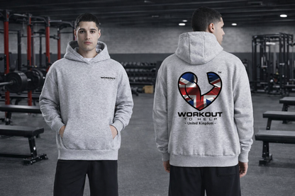 Workout to Help - UK - Heavyweight Hoodie - Heather Grey