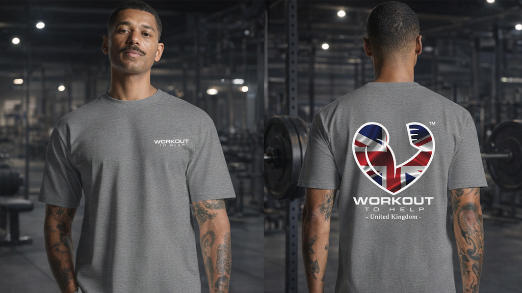Workout To Help - UK Classic Tee - Heather Grey