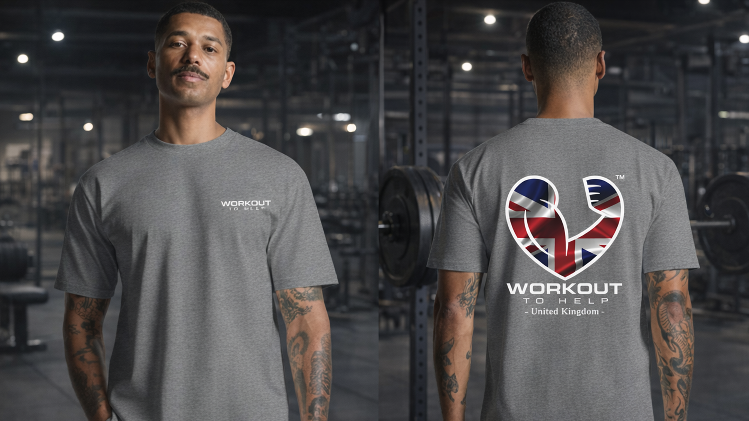 Workout To Help - UK Classic Tee - Heather Grey