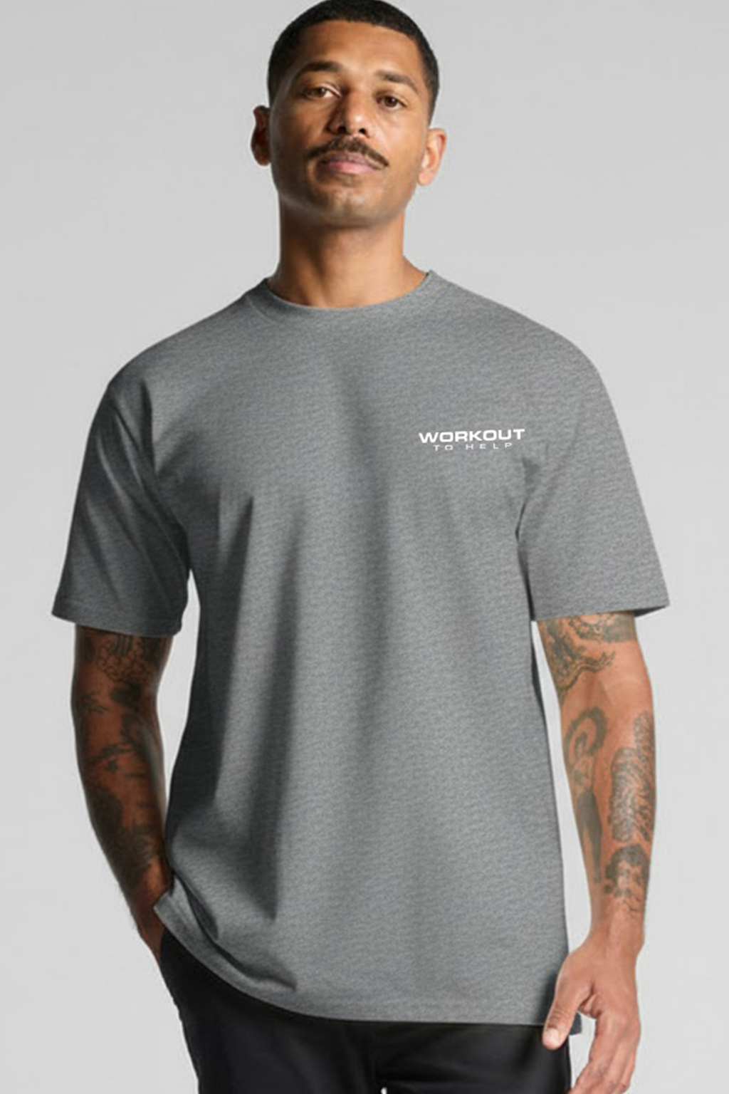 Workout To Help - UK Classic Tee - Heather Grey